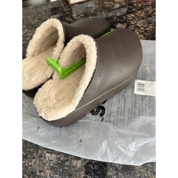 Crocs Dylan Platform Lined Clog Espresso Brown Faux Fur Mule 212770-2MZ Womens 8 - Picture 5 of 6